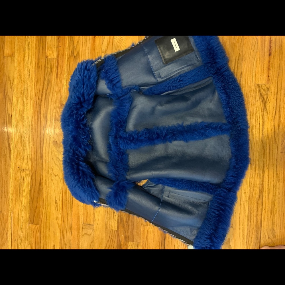 Blue shearling coach vest - Picture 2 of 5